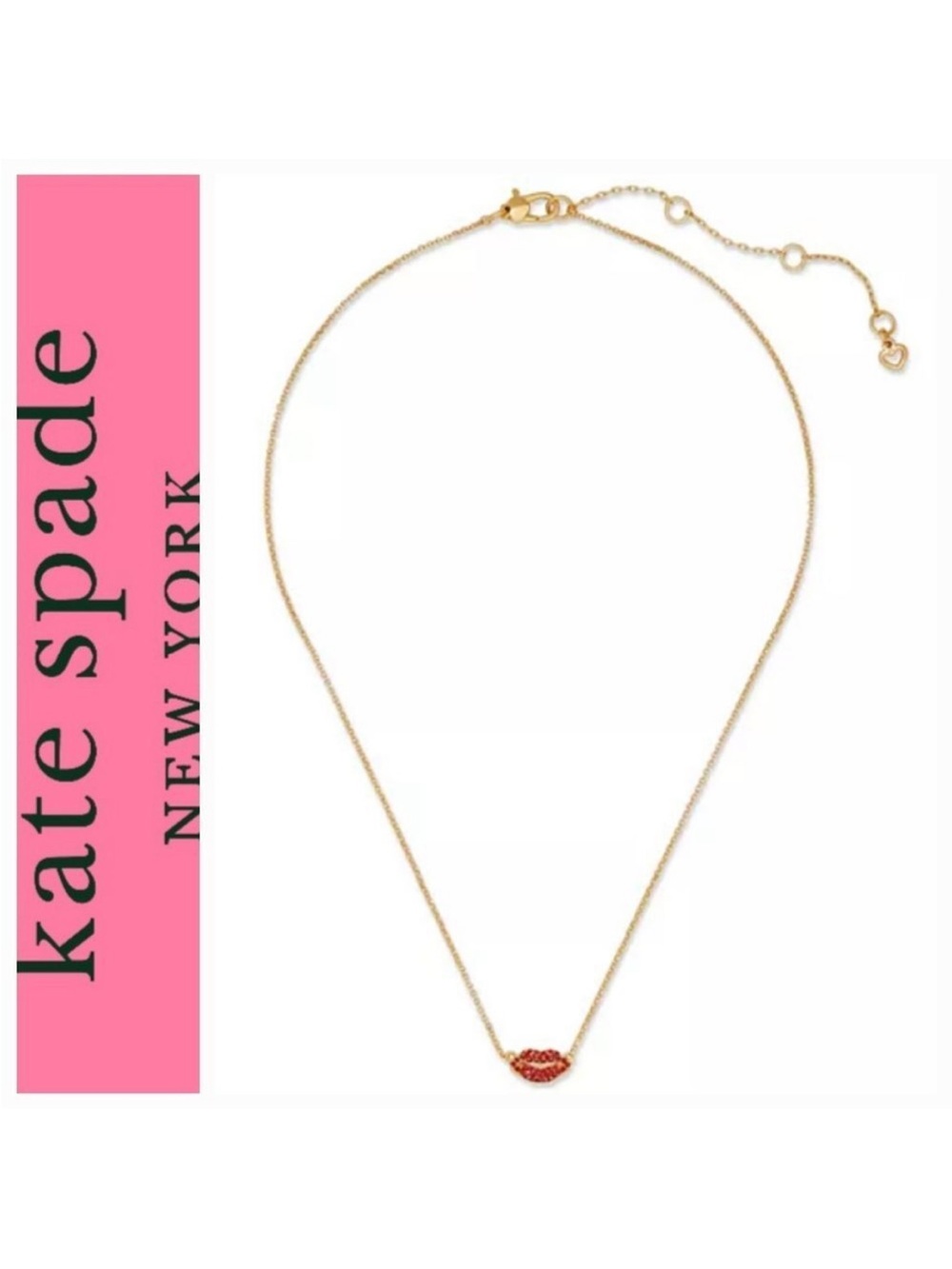 Kate Spade Hit The Town Lips Pendant Necklace - Picture 5 of 7
